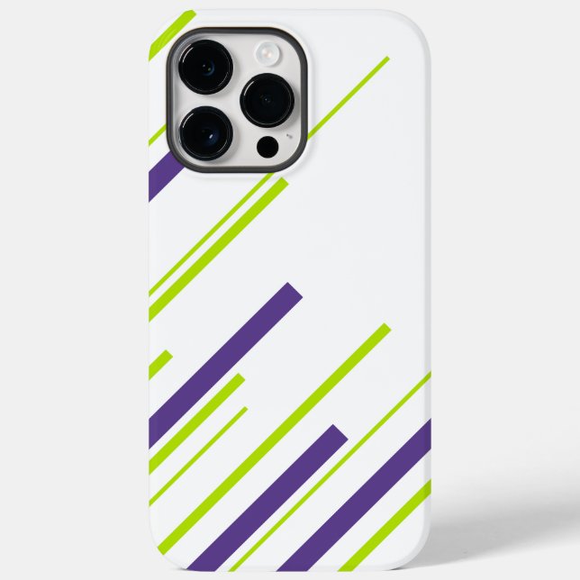 Coques Case-Mate iPhone Diagonales en vert citron vert et violet (Verso)