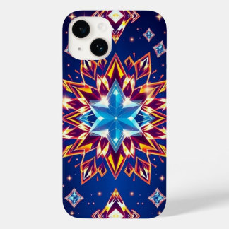 Coque Case-Mate iPhone Diamant Bleu brillant avec téléphone orange-jaune