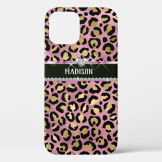 Case-Mate iPhone Case Diamant d'or noir léopard rose personnalisé