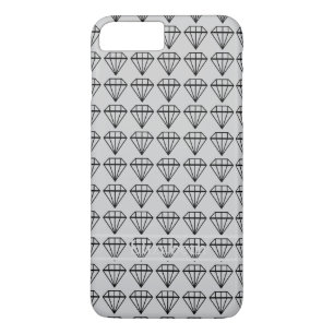 Coque iPhone 7 Plus Diamant Noir Graphique Initiale Personnalisé Argen