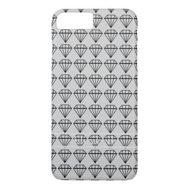 Coques Case-Mate iPhone Diamant Noir Graphique Initiale Personnalisé Argen (Dos)