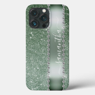 Case-Mate iPhone Case Diamant Parties scintillant verte Calligraphie Nom