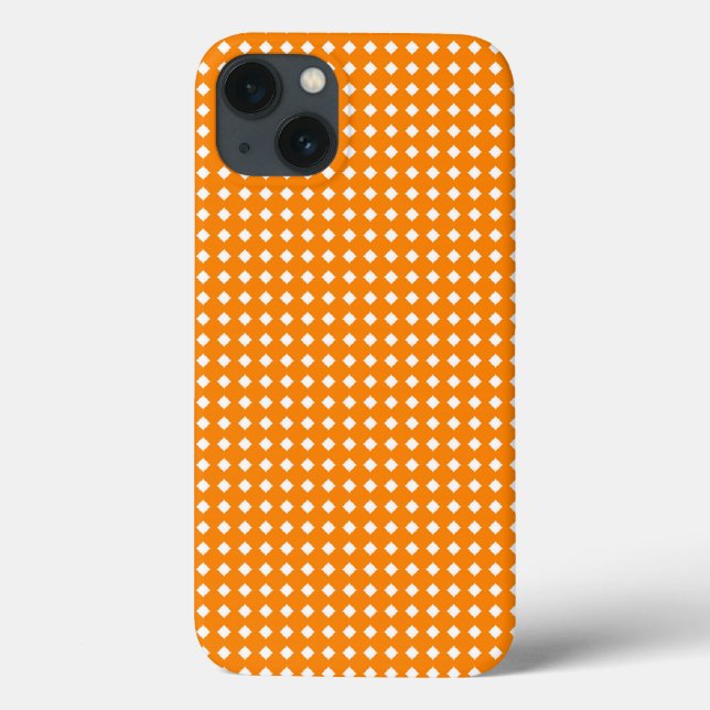Coques Case-Mate iPhone Diamants à motif géométrique orange et blanc (Verso)