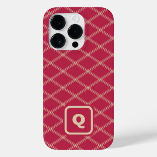 Coque Case-Mate iPhone Diamants Art Déco Monogrammes Magenta et Tan
