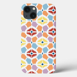 iPhone 13 Coque Diamants colorés ikat géométrique