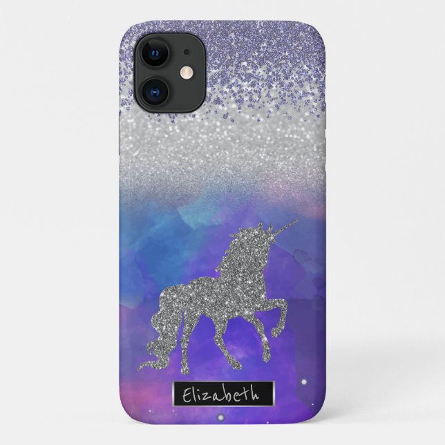 Coques Case-Mate iPhone Diamants de violet, licorne de Parties scintillant (Dos)