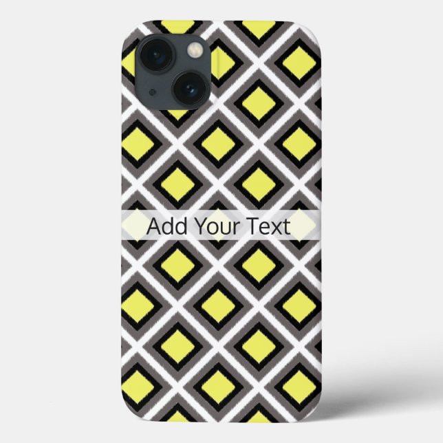 Coques Case-Mate iPhone Diamants d'ikat gris foncé, noir, jaune par STaylo (Verso)