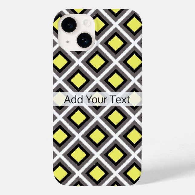Coques Case-Mate iPhone Diamants d'ikat gris foncé, noir, jaune par STaylo (Verso)