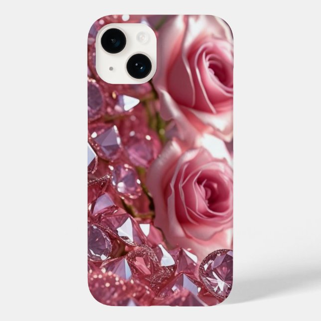 Coques Case-Mate iPhone Diamants et pétales roses (Verso)