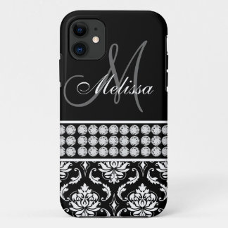 Case-Mate iPhone Case Diamants imprimés en damas noir personnalisés