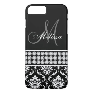 Coque iPhone 8 Plus/7 Plus Diamants imprimés par damassé noire personnalisés