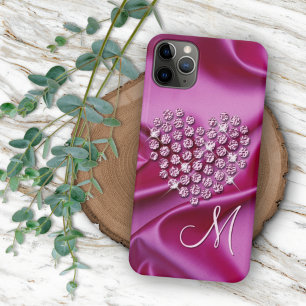 Coque Case-Mate iPhone Diamants Motifs de soie rose chaud personnalisés