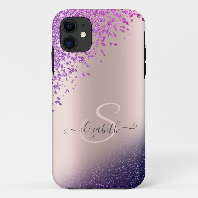 Coques Case-Mate iPhone Diamants Ombre Parties scintillant violet (Dos)