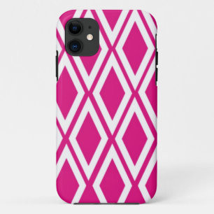 Coque iPhone 11 Diamants rose vif et blancs