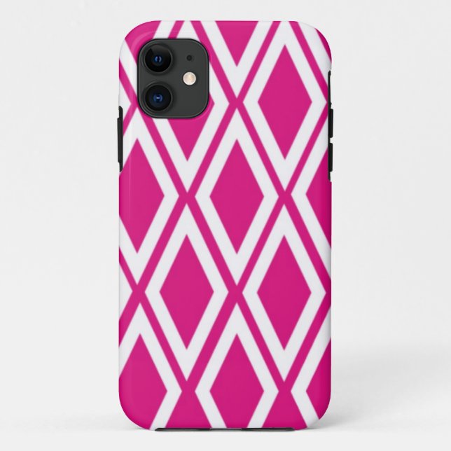 Coques Case-Mate iPhone Diamants rose vif et blancs (Dos)