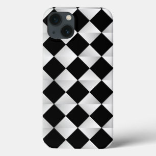iPhone 13 Coque Diamants satinés du milieu du siècle - noir et bla