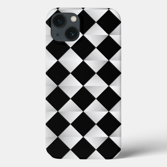 Coques Case-Mate iPhone Diamants satinés du milieu du siècle - noir et bla (Verso)