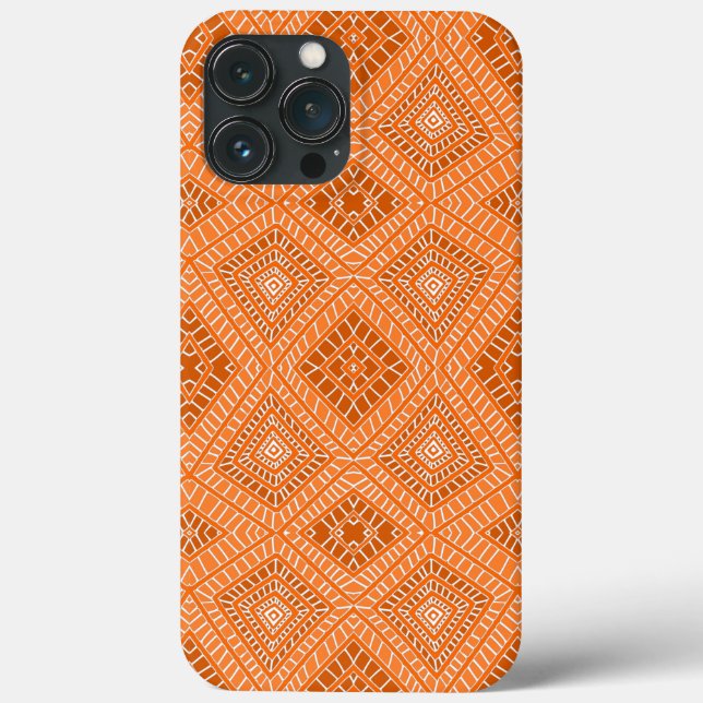 Coques Case-Mate iPhone Diamants tribaux orange Motif africain (Verso)