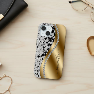 Coque Case-Mate iPhone Diamond Bling Gold Metal Personalized Script