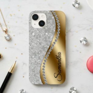 Coque Case-Mate iPhone Diamond Look Gold Metal Glam personnalisé