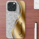 Coque Case-Mate iPhone Diamond Look Gold Metal Glam personnalisé<br><div class="desc">Toute parties scintillant ou diamants dans le design sont des photos et simulés. Cette conception peut être personnalisée dans la zone fournie en modifiant la photo et/ou le texte. Vous pouvez également le customiser en cliquant sur Personnaliser ce Modèle, puis en choisissant l'option cliquer pour customiser et supprimer ou modifier...</div>
