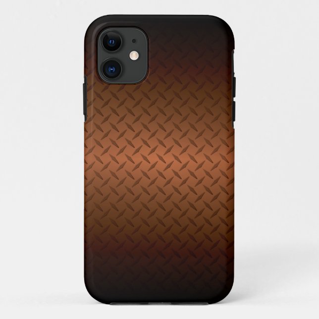 Coques Case-Mate iPhone Diamondplate Look Motif noir à fond de cuivre (Dos)