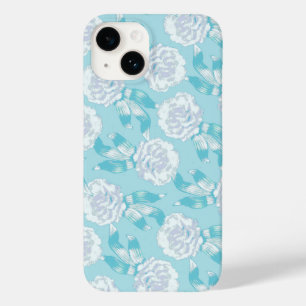 Coque Case-Mate iPhone Dianthus blanc oeillets bleu aqua