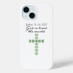 Coque Case-Mate iPhone Dieu Aima Tant le Monde Croix de Cœur Vert