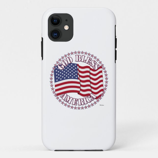Coques Case-Mate iPhone Dieu bénisse l'Amérique avec le drapeau américain  (Dos)