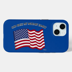 Coque Case-Mate iPhone DIEU BÉNISSE MA FAMILLE MILITAIRE avec drapeau amé