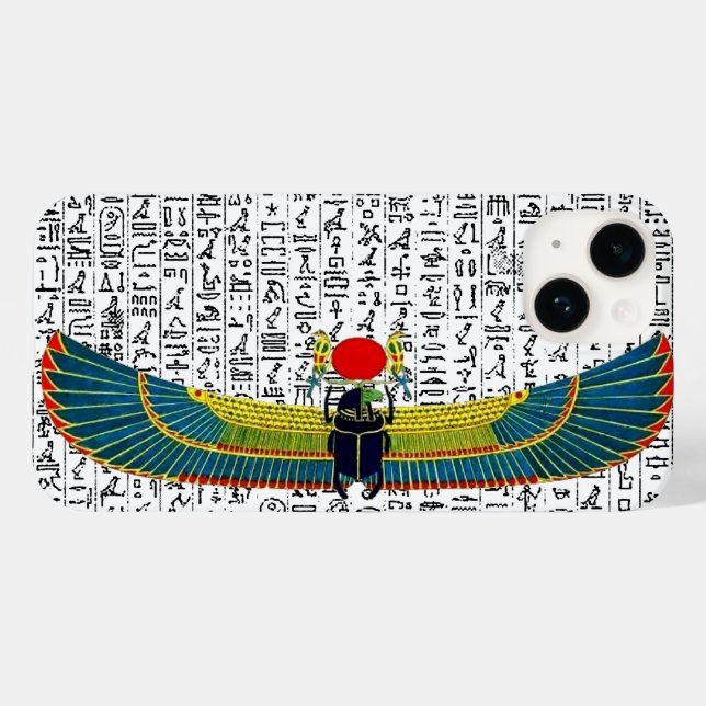 Coques Case-Mate iPhone Dieu égyptien antique Scarab Hiéroglyphes Design (Verso (horizontal))