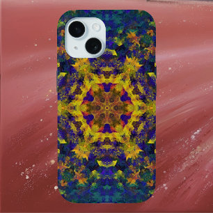 Coque Case-Mate iPhone Digital Mandala jaune bleu et vert