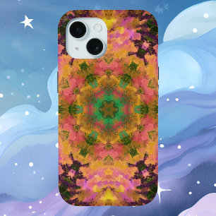 Coque Case-Mate iPhone Digital Mandala rose jaune et vert