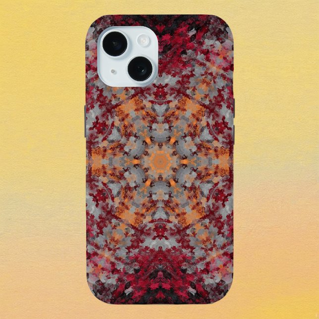 Coques Case-Mate iPhone Digital Mandala rouge blanc orange et noir (Red White Orange and Black Digital Paint Mandala iPhone Case By Wormhole Orbital)