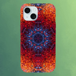 Coque Case-Mate iPhone Digital Mandala rouge orange et bleu