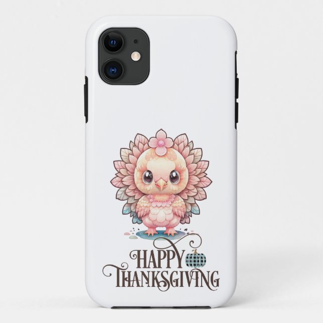 Coques Case-Mate iPhone Dinde de Thanksgiving mignonne (Dos)