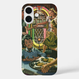 Coques iPhone 16 Dîner de famille vintage dans un diner avec un juk