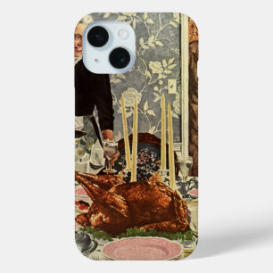 Coque Pour iPhone 15 Dîner de Thanksgiving vintage avec la famille