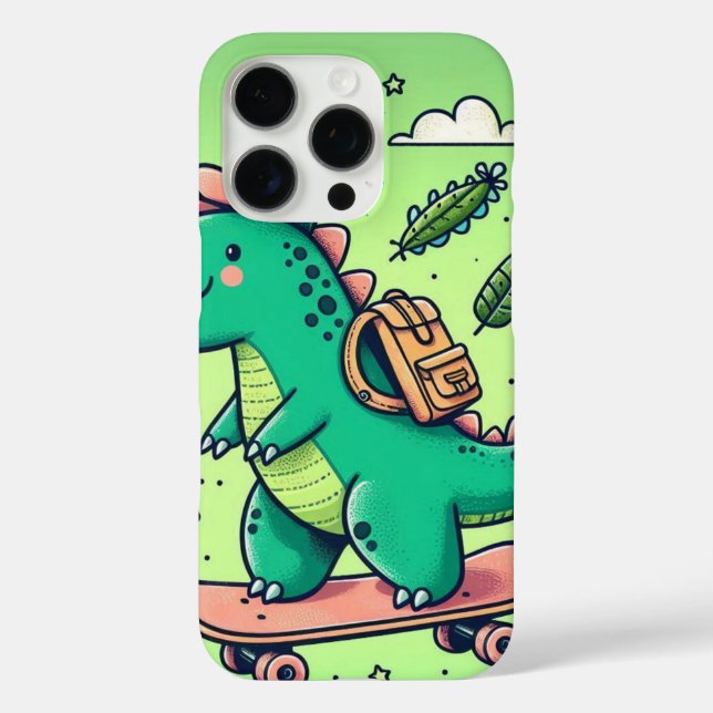 Coques Case-Mate iPhone Dinosaure mignon sur skateboard (Verso)