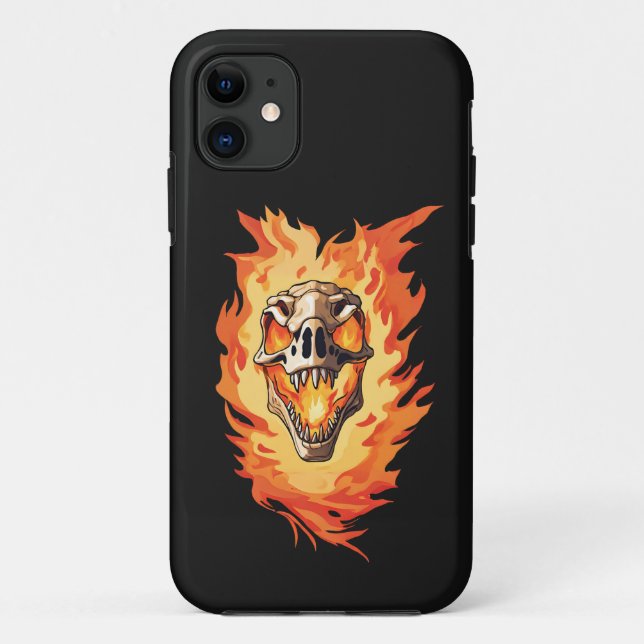 Coques Case-Mate iPhone Dinosaure rétro mort brûlant le crâne en feu (Dos)