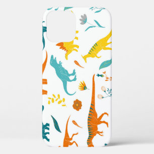 Case-Mate iPhone Case Dinosaures stylisés, éléments floraux, mignons.