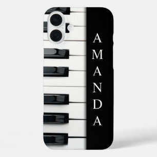 Coque Pour iPhone 16 Plus Disposition élégante de la clé de piano avec nom v