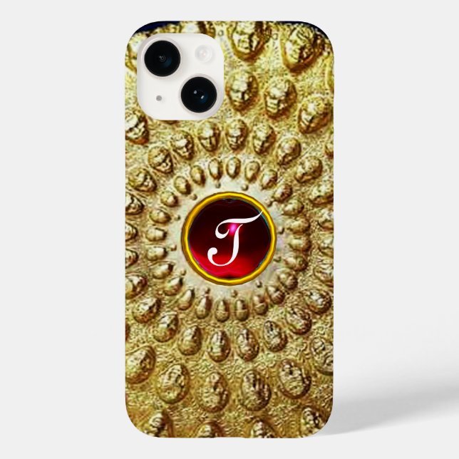 Coques Case-Mate iPhone Disque thracian monogrammé or RUBIS rouge  Gemme (Verso)