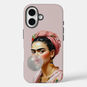 Coque Pour iPhone 16 Diva avec foulard floral soufflant bulle gomme
