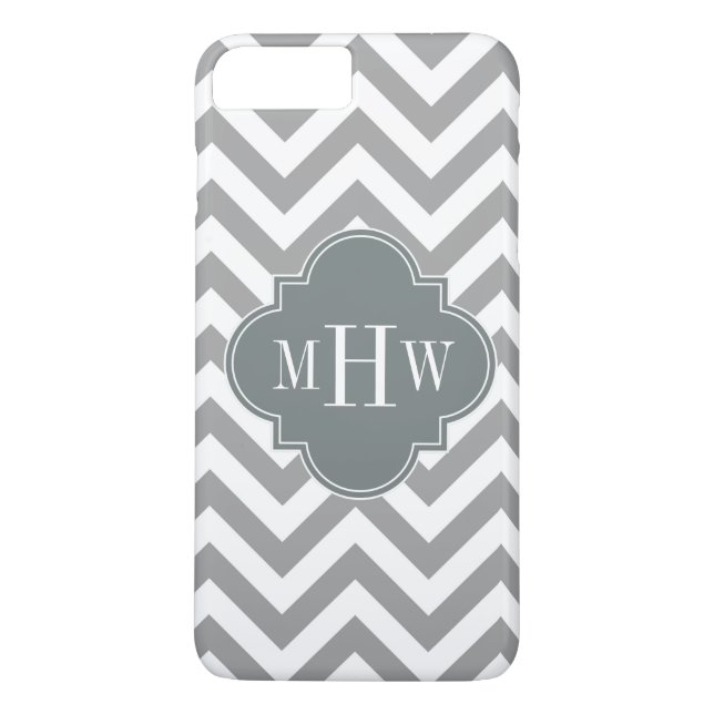 Coques Case-Mate iPhone Dk Gray Lg Chevron Charcoal Quatrefoil 3 monogram (Dos)