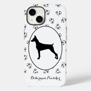 Coque Case-Mate iPhone Doberman Pinscher Silhouette Coeurs et Empreintes