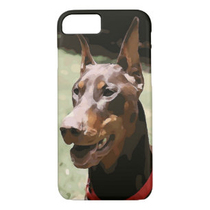 Coque iPhone 8/7 Dobermann rouge Potrait (v9-2)