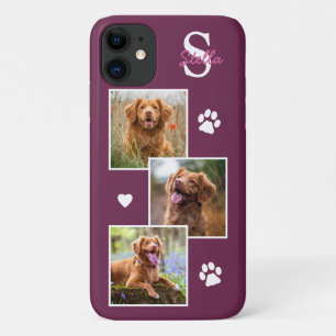 Case-Mate iPhone Case Dog Photo Collage Monogram Magenta Pet