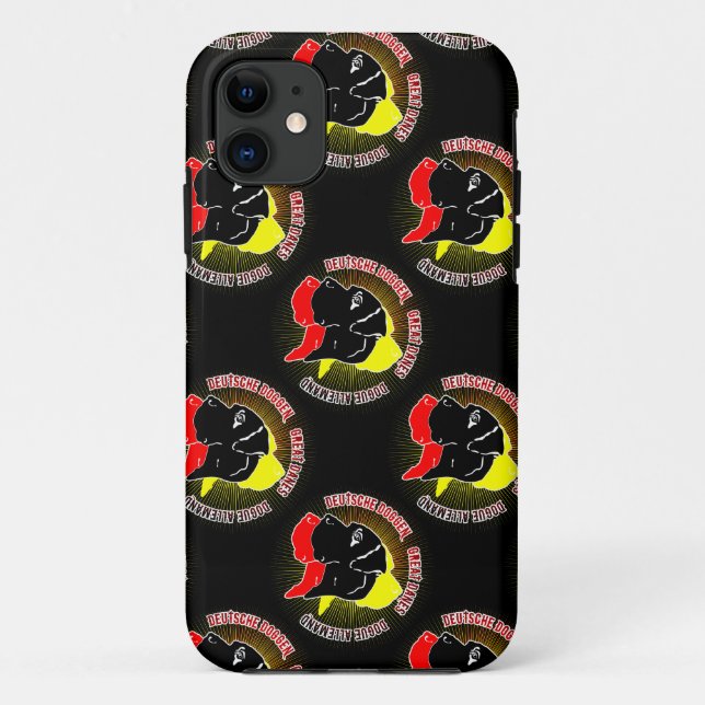 Coques Case-Mate iPhone Dogues Allemands Noir Rouge Or (Dos)