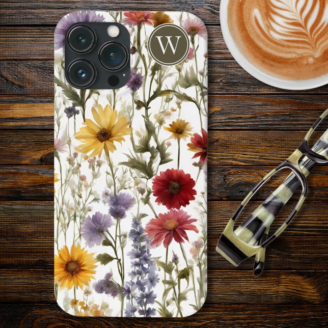 Coques Case-Mate iPhone Domaine de Fleurs sauvages de pays Monogramme (Créateur téléchargé)